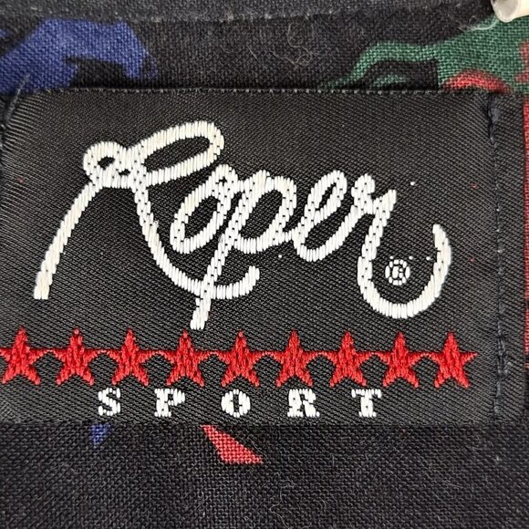 Roper Size Small Black Western Button Up Long Sleeve Shirt Horses Classic Vtg - Picture 11 of 15